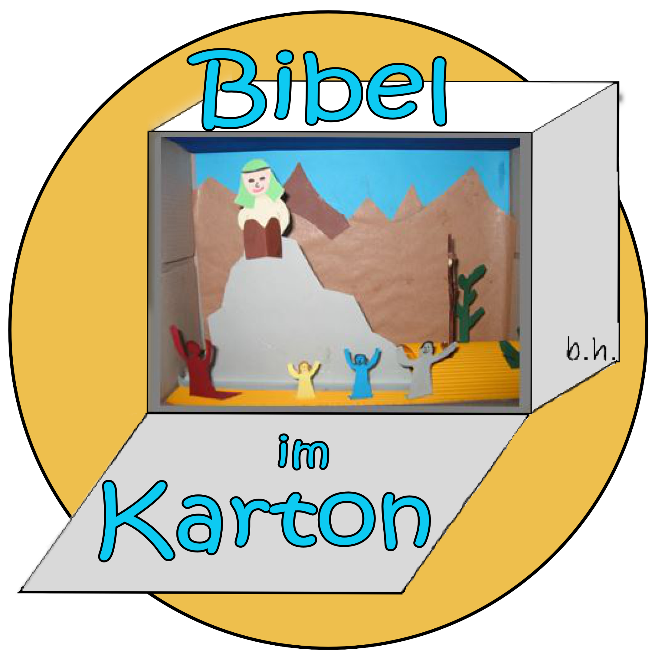 offener Schuhkarton mit dreidimensionalen Papierfiguren