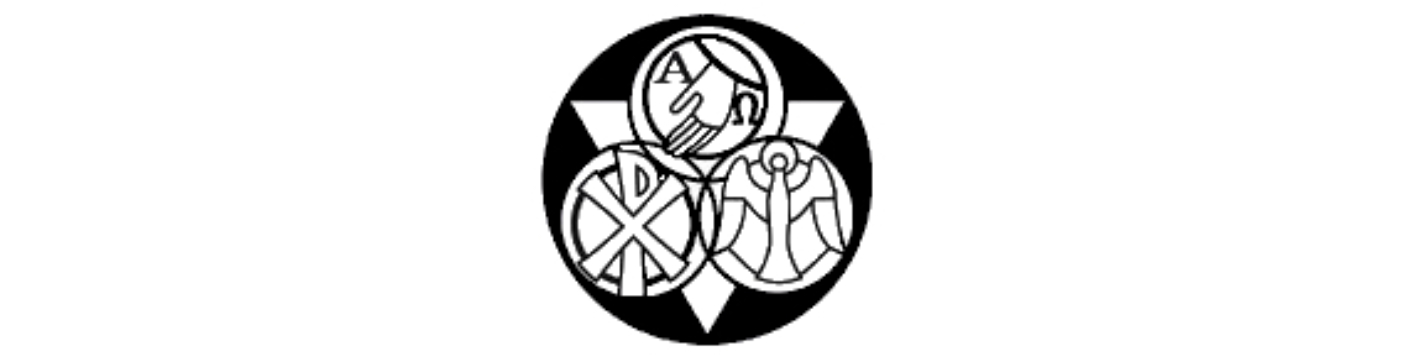 Drei Kreise mit christlichen Symbolen