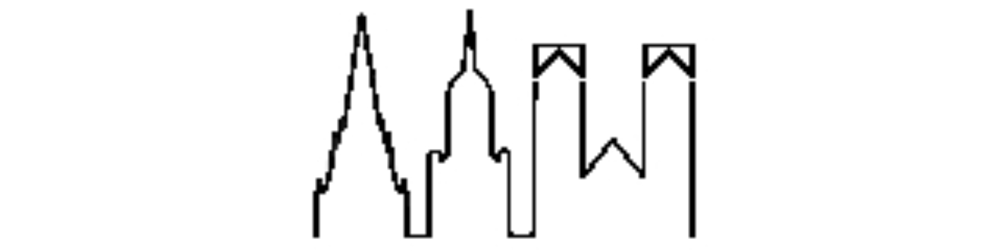 Zeichnung: drei Kirchtürme