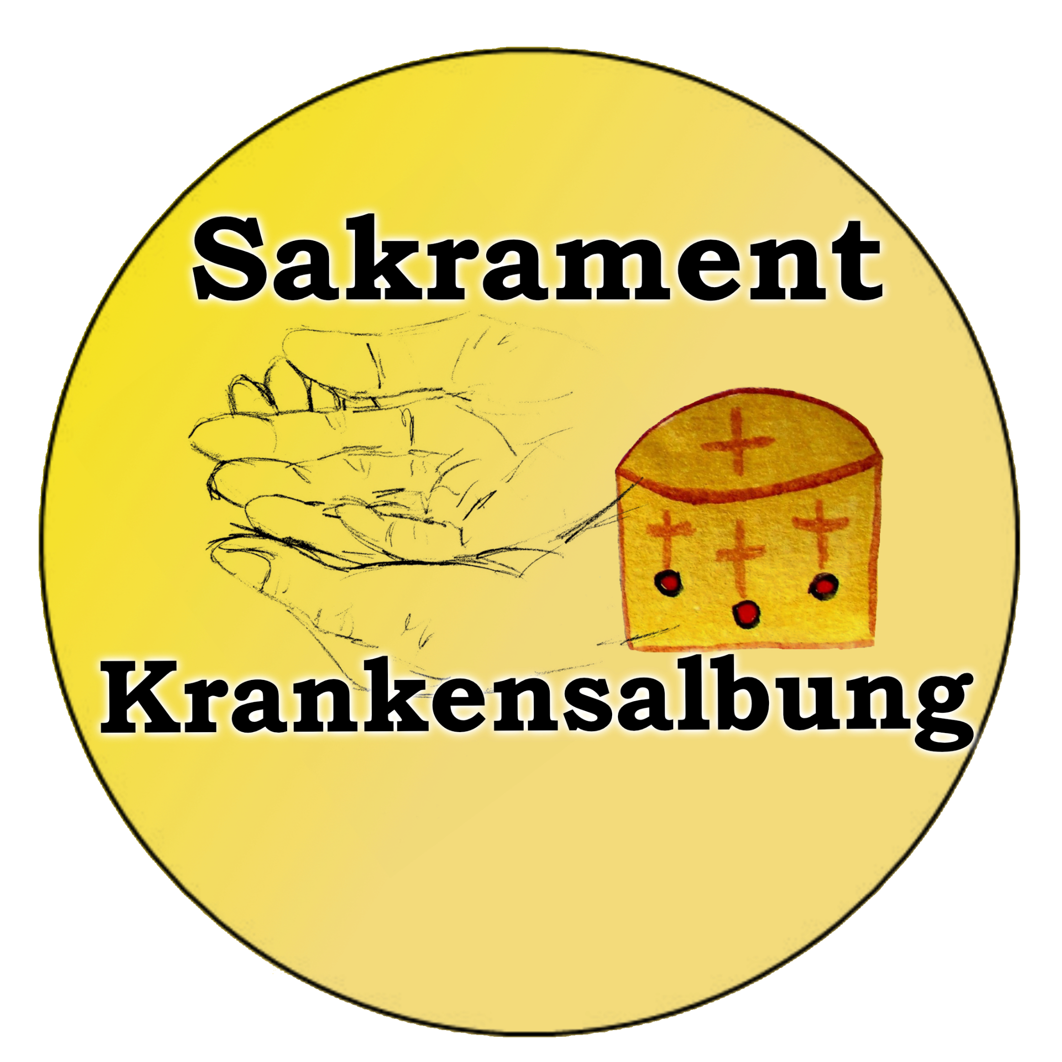 Kreis mit Händen und Behältnis