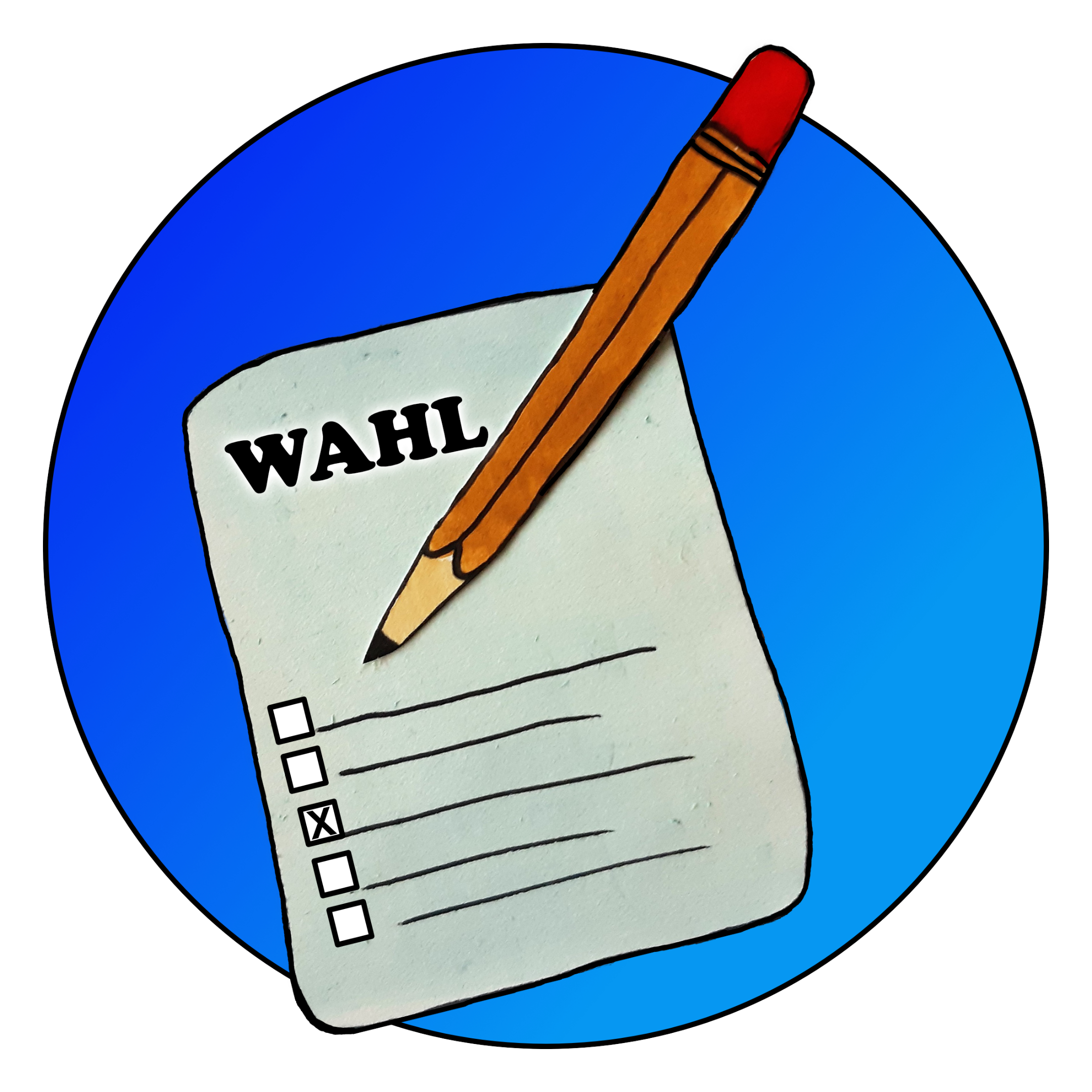 gemaltes Kreisbild mit Zettel und Stift