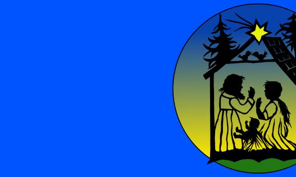 Scherneschnitt mit Maria, Josef und dem Kind in einer Hütte