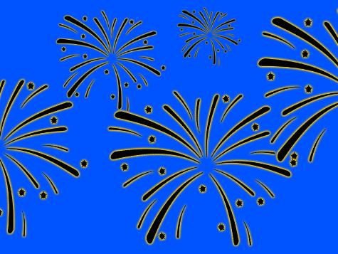 Feuerwerk auf blauem Hintergrund