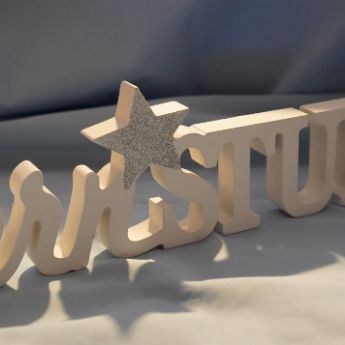 Das Wort aus Holz dreidimensional stehend