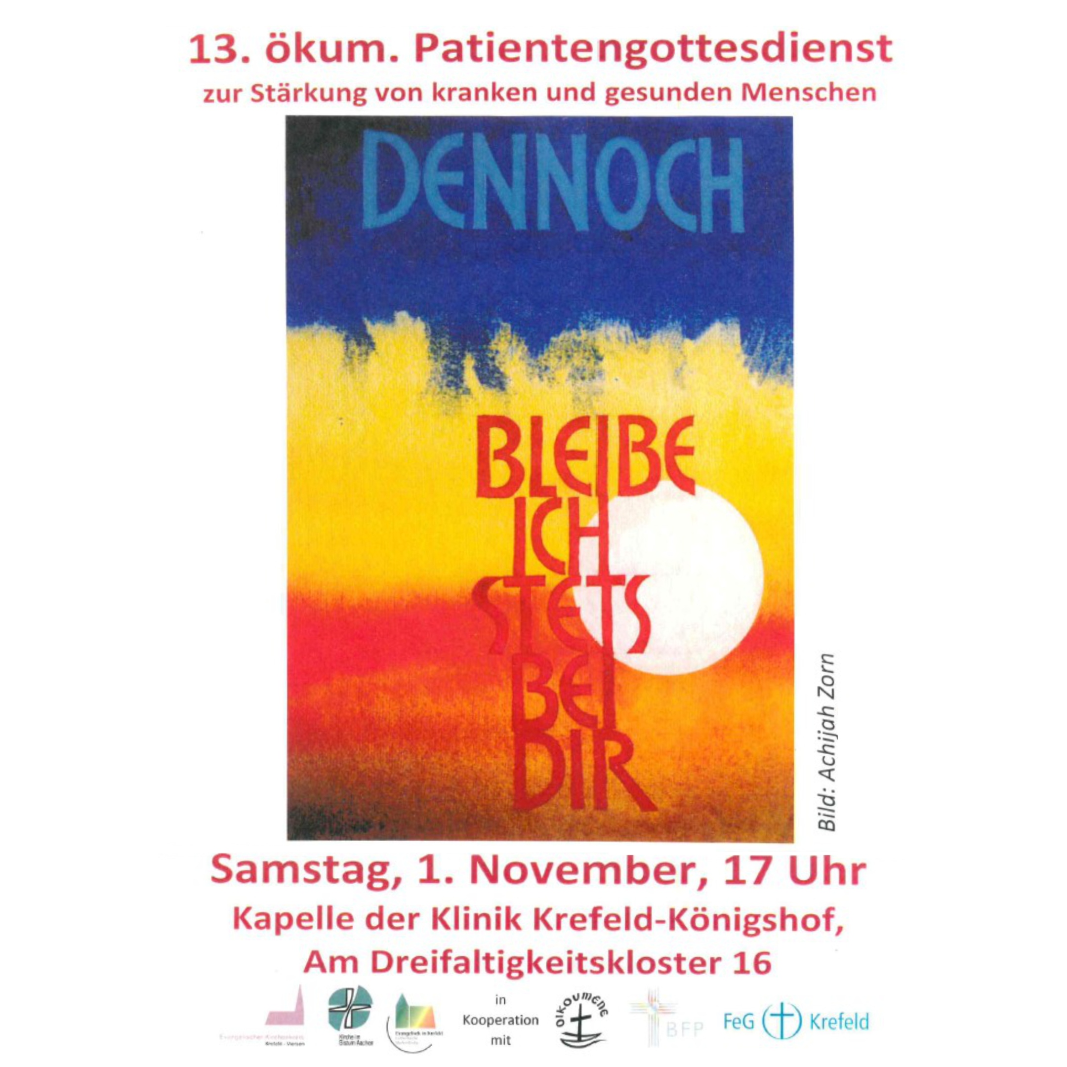 Plakat in blau, gelb und rot mit Text