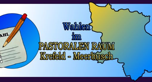 Kreisbildmit Stift und Zettel, daneben der Titel, rechts der Umriss des Pastoralen Raumes