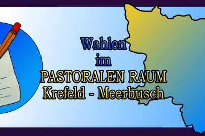 Kreisbildmit Stift und Zettel, daneben der Titel, rechts der Umriss des Pastoralen Raumes