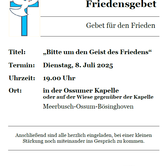 Friedensgebet Juli 2025